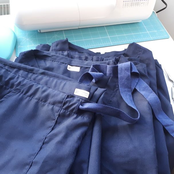 three sets of finished trousers